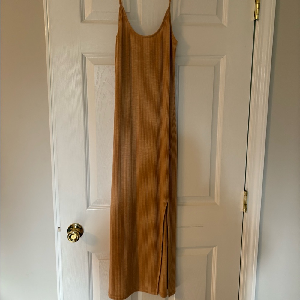 12th Tribe Tan Maxi Dress with Slit